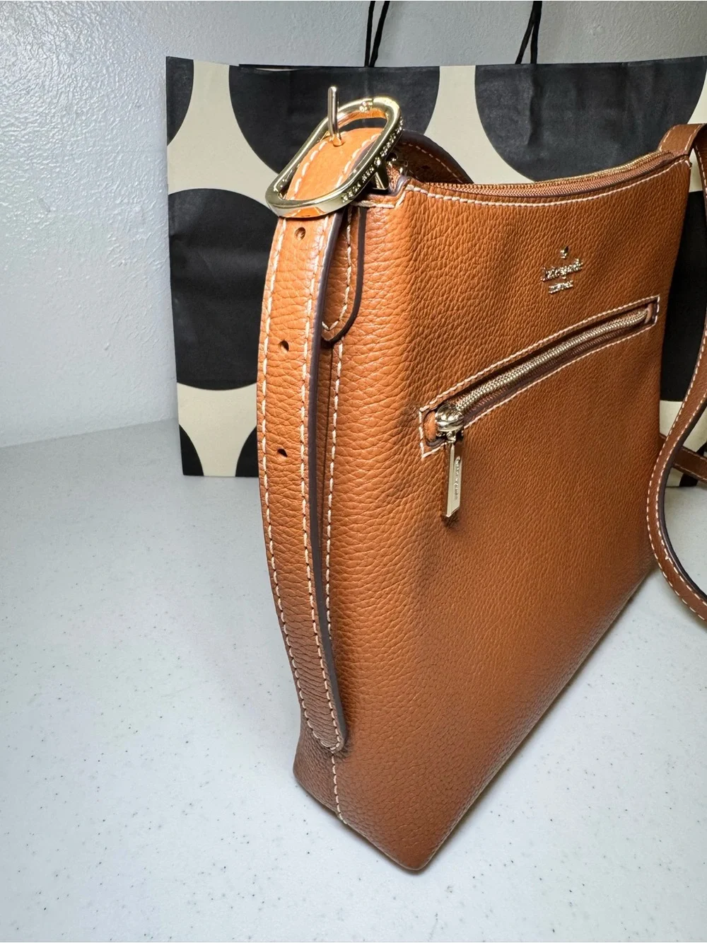 Kate Spade Brown Pebble Leather Crossbody Bag Purse NWT adjustable strap
